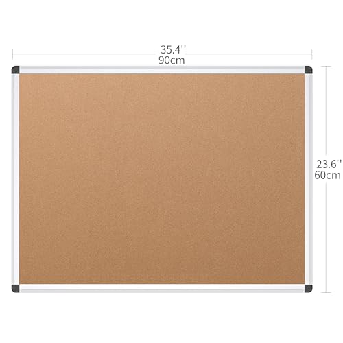 VIZ-PRO Cork Notice Board, 36 X 24 Inches, Pack of 2, Silver Aluminium Frame - size: 2 Pack 36 X 24 Inches