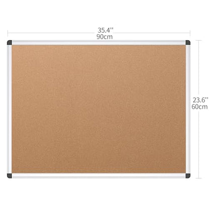VIZ-PRO Cork Notice Board, 36 X 24 Inches, Pack of 2, Silver Aluminium Frame - size: 2 Pack 36 X 24 Inches