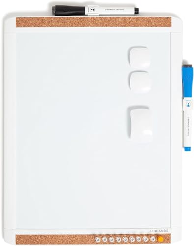 U Brands Contempo Magnetic Dry Erase Board, PINIT White Board, 11" x 14" Inches, White Plastic Frame Includes Markers, Magnets, Mini Eraser, Push Pins - color: Pinit White
