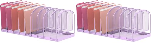 SUPEASY File Organizer 9-Section Mesh Desk Organizer, Upright File Organizer Desktop Organizer File Sorter, File Folder Holder for Office Supplies, Purple (Pack of 2) - color: Purple, size: 9 Section (Pack of 2)