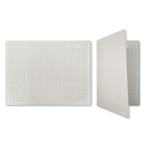 iMAT Flip Cutting Mat Note A2, Foldable, Double-Sided, Origami White | Inch grid front, cm dot back for precise measuring. Large 18" x 24" workspace, ideal for crafts, sewing, and DIY - color: Origami White
