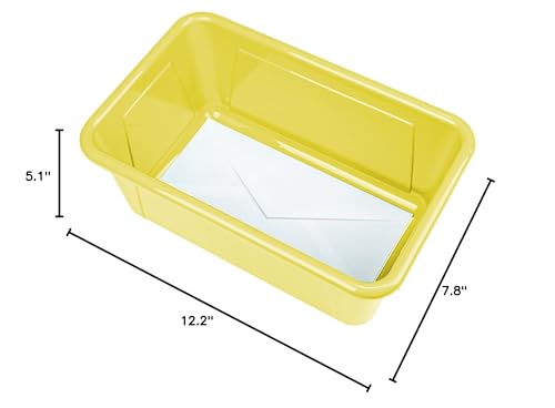 Storex Small Cubby Bins, Pack of 5, 12.2 x 7.8 x 5.1 Inches, Yellow (62410U05C) - color: Yellow, style: Bin Only
