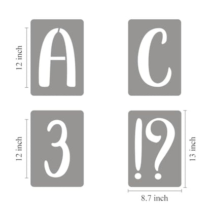 12 Inch Letter Stencils for Painting - 42 Pack Alphabet Letter Number Templates with Signs, Reusable Plastic Alphabet Stencils for Chalkboard Fabric Rock Wood Crafts Painting - size: 12 Inch