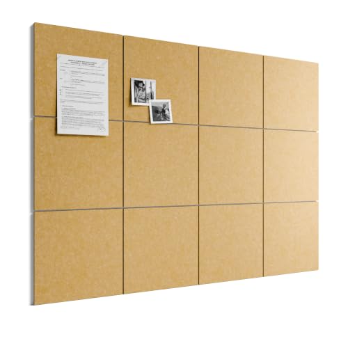 Bumusty Large Cork Board 48" x 36" Alternative - 12 Pack Felt Wall Tiles with 70 Safe Removable Adhesive Tabs, 30 Pushpins, Cork Boards for Walls Pin Board Bulletin Board Office Decor (Mustard Yellow) - color: Mustard Yellow, size: Solid Tile 12-Pack