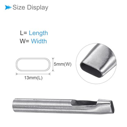 Hollow Punch, 5mm x 13mm Hole, 45# Steel Oval Shaped Gasket Tool - (Applications: for Leather DIY Leathercraft Wallet) - size: 5mm x 13mm