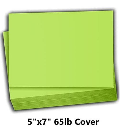 Hamilco Colored Scrapbook Cardstock Paper 5x7 Card Stock Paper 65 lb Cover 100 Pack (Lime Green) - color: Lime Green