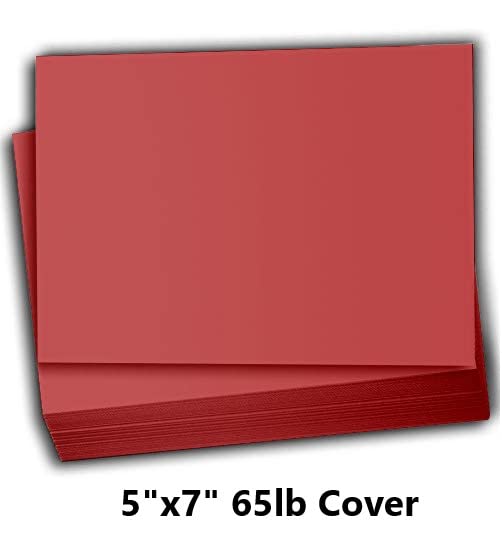 Hamilco Colored Scrapbook Cardstock Paper 5x7 Card Stock Paper 65 lb Cover 100 Pack (Crimson Red) - color: Crimson Red