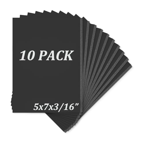 Mat Board Center, Pack of 10 Acid-Free Foam Boards, 5x7 inch Black Foam Boards, 3/16" Thick - color: Black, size: 5x7