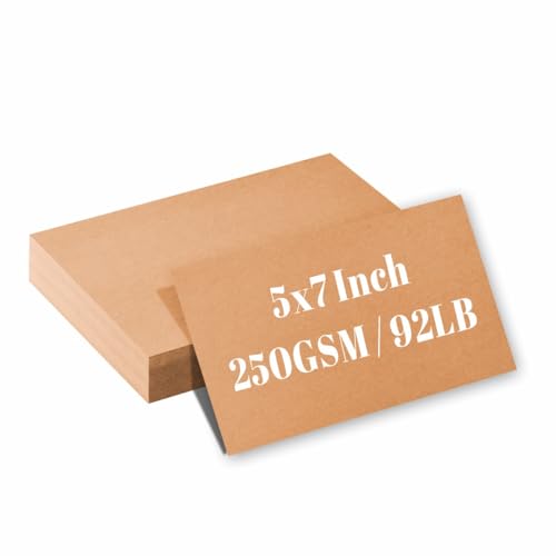 50 Pack 5x7 Kraft Cardstock Paper, Thick Index Card for Printer, 92lb/250GSM Heavyweight Blank Card, Postcards, Wedding Invitation, DIY Crafting, Greeting Card Making - color: Kraft, size: 5x7 Inches