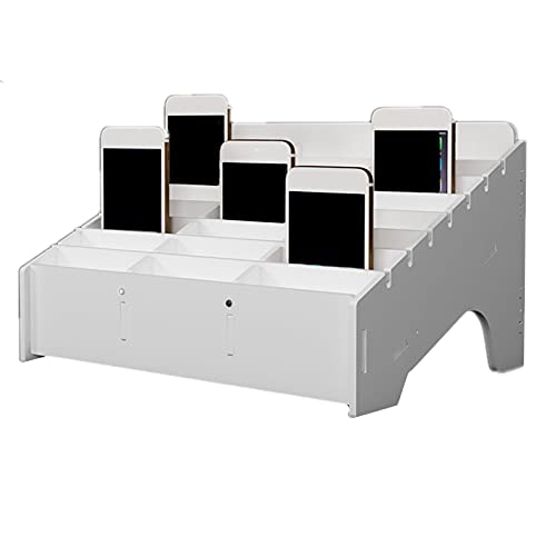 XICHENGSHIDAI 24 Slots Cell Phone Holder for Classroom, White Phone Storage Box and Calculator Organizer, Desktop Mobile Device Caddy for Teachers, School and Office, Caddy and Ink Pad Organizer - color: White