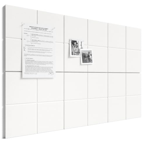 Bumusty Large Felt Bulletin Board, 36" x 24" Cork Board Alternative, 6-Pack Wall Tiles with 4-Compartment Design, 30 Push Pins, 40 Adhesive Tabs, Ideal for Office & Home Decor, Milky White - color: Milky White, size: 4-Compartment 6-pack