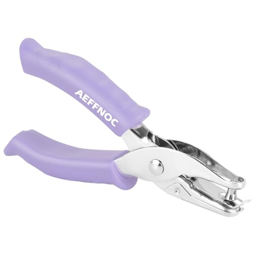 AEFFNOC Single Hole Punch, One Hole Puncher with Soft Grip Handle, 1/4 Inch Paper Hole Punches, Small Hole Punchers with Paper Mess Tray, 6 Sheets Capacity, for Crafts, Scrapbooks (Purple) - color: Purple 1/4 inch