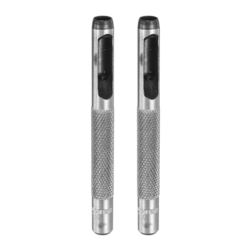 HARFINGTON 2pcs Leather Round Hole Punch, 6mm Hollow Hole Puncher Cutter Carbon Steel Circle Hole Punching Cutting Tool for Belt/DIY Leather Craft - size: 6mm