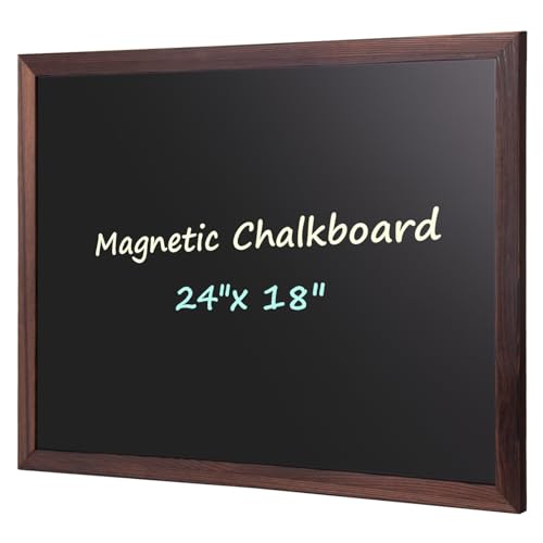 Comix Magnetic Chalkboard, 18 x 24 Inches Wooden-Framed Blackboard for Kids, Hanging Chalk Board for Home Kitchen Restaurant Menu - size: 24"W x 18"H