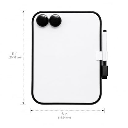 6" X 8" Small White Board with Erasable Markers and 2 Magnets(Black) | ABS frame, magnetic board—smooth surface; easy to write on and erase—mini whiteboard for kitchen, school lockers, and offices - color: Black