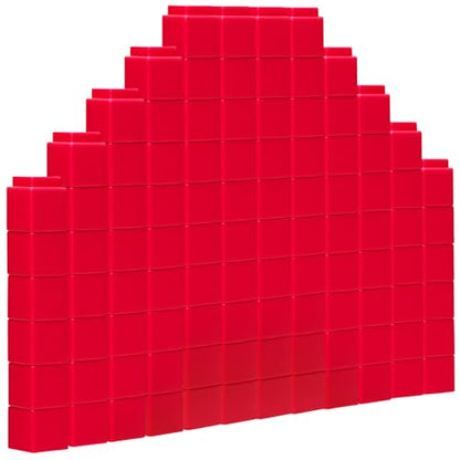 100 pcs red Linking Cubes for Math Counting Cubes manipulatives Plastic Counting Block Manipulative Learning Supplies for Educational Activities (Red) - color: Red