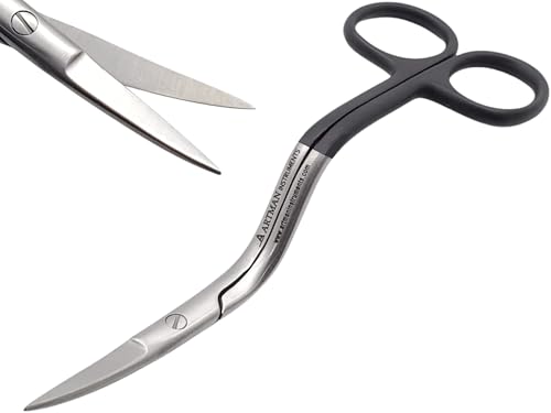 ARTMAN INSTRUMENTS Bent Handle Curved Embroidery Scissors - 6 Inch Curved Applique Scissors for Machine Embroidery, Fabric Stitches, and Crafting - Premium Stainless Steel with Precision Blades