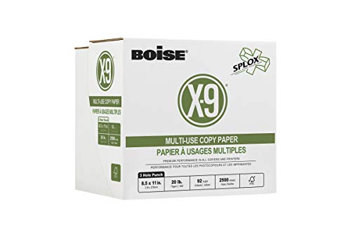 Boise Paper X-9 Multi-Use 3-Hole Punch Copy Paper – Ream less (2,000 Sheets) | 8.5" x 11" Letter | SPLOX (Easy Carry Box) | 92 Bright White - 20 lb. | SP-8420P-CTN - size: Ream-less (2500 Sheets), style: 8.5 x 11, 3-Hole, 20 lb.