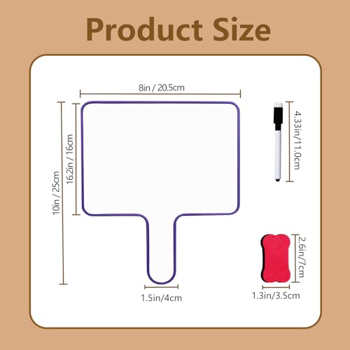 Dry Erase Paddles Handheld with Erasers Portable Double Sided Whiteboard Answer Board Auction Paddles for Students Teachers Classroom Office (Purple) - color: Purple