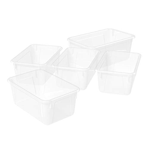 Storex Small Cubby Bins – Plastic Storage Containers for Classroom, 12.2 x 7.8 x 5.1 inches, Translucent, 5-Pack (62461A05C) - color: Translucent, size: 12.2 x 7.8 x 5.1 Inches, style: Bin Only