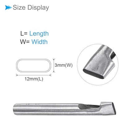 Hollow Punch, 3mm x 12mm Hole, 45# Steel Oval Shaped Gasket Tool - (Applications: for Leather DIY Leathercraft Wallet) - size: 3mm x 12mm