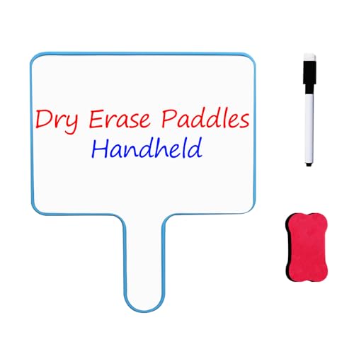 Dry Erase Paddles Handheld with Erasers Portable Double Sided Whiteboard Answer Board Auction Paddles for Students Teachers Classroom Office (Blue) - color: Blue