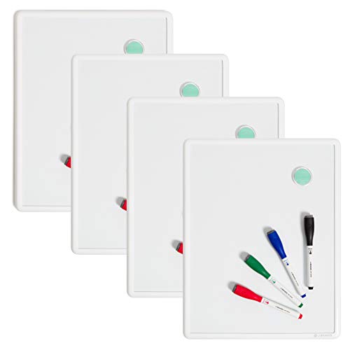 U Brands Contempo Magnetic Dry Erase Board White Board Bundle, 11" x 14", White Modern Frame, Includes 4 Boards, 16 Markers and 4 Magnets - color: Classic White Multi-pack