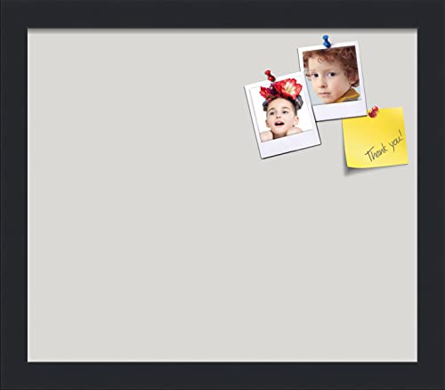PinPix 14x12 Inch Cork Bulletin Board. This Decorative Framed Pin Board Comes with Light Stone Design and a Satin Black Frame. Ideal for Home Office Decor or Message Board (PinPix-1809) - color: Light Stone, size: 12" x 14"