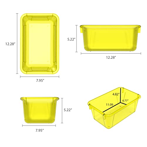 Storex Small Cubby Bin, 12.2 x 7.8 x 5.1 Inches, Candy Yellow, 5-Pack (62476U05C) - color: Tint Yellow, style: Bin Only