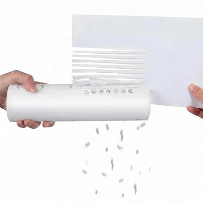 Mini Paper Shredder, Portable Paper Shredder for Home, 3-Sheet Strip Cut 4mm, Compact Paper Shredder with Forward & Reverse and Overheat Protection, Small Shredder for Desk and Home Office (L, White) - size: White
