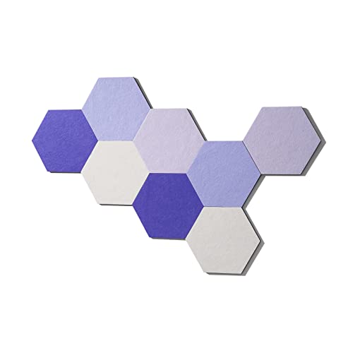 LAJAR 8 Pcs Self Adhesive Felt Bulletin Board Tiles (Large), Hexagon Color Felt Pin Board Wall Tiles for Photos, Pictures, Memos (Purple Large) - color: Purple