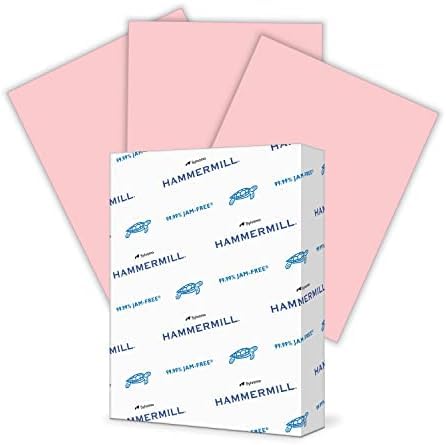 Hammermill Colored Paper, 20lb Pink, 8-1/2 x 11, 500 Sheets | Pastel Paper | Made in USA | Pack of 10 - color: Pink, size: 1 Ream | 500 Sheets (Pack of 10), style: Letter (8.5x11)