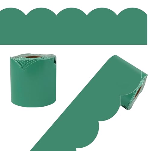 Carson Dellosa Grow Together 65Ft of Jade Green Bulletin Board Borders, 1 Roll of Scalloped Trim for Rolling Whiteboard, Cork and Posterboard, St Patricks Day, Christmas Decorations, Classroom Decor - color: Jade Green, style: Scalloped
