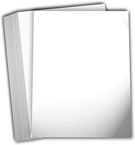 Hamilco White Glossy Cardstock Paper 8.5x11-100lb Cover Heavyweight Card Stock for Laser Printers, Crafts, Invitations, Photo Cards & Brochures (50 Sheets) - size: 100lb cover