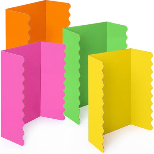 Mooliwe 4 Pack 24" X 16" Trifold Poster Board Tri Fold Poster Boards Foldable Corrugated Business Presentation Display Paper Boards for Science Fair Events, School Projects, Exhibitions - color: Neon, size: 24" X 16"