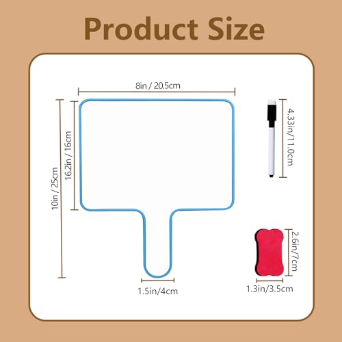 Dry Erase Paddles Handheld with Erasers Portable Double Sided Whiteboard Answer Board Auction Paddles for Students Teachers Classroom Office (Blue) - color: Blue