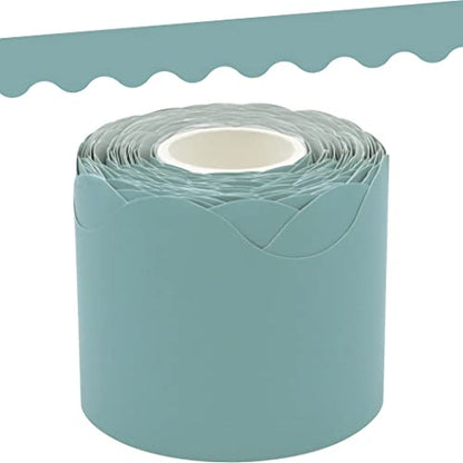 Teacher Created Resources Calming Blue Scalloped Rolled Border Trim - 50ft - Decorate Bulletin Boards, Walls, Desks, Windows, Doors, Lockers, Schools, Classrooms, Homeschool & Offices (TCR8907)