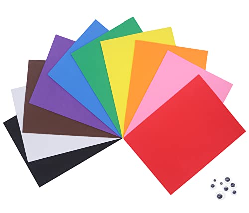 OISAKLD 10 Pack Adhesive EVA Color Foam 9x12 inch Adhesive EVA Craft Foam 2mm EVA Foam Sheets for DIY Handcraft Crafts Project - color: 10 PCS 10Colors 9×12 In, size: Adhesive