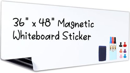 HAMIGAR Magnetic Whiteboard Contact Paper 36" x 48" Dry Erase White Board Sticker for Wall Stick on White Board Peel and Stick Wallpaper Adhesive Poster with Marker, Magnetic Eraser and Magnets - size: 36" x 48"