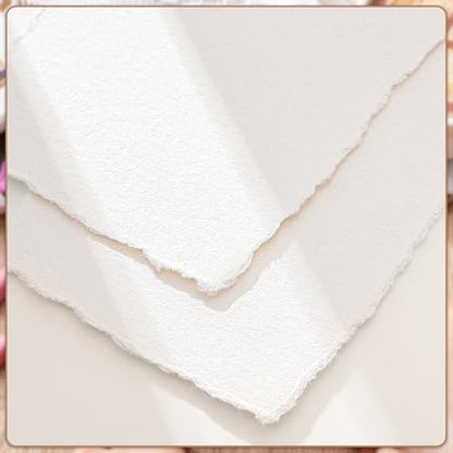 Prudiut 50 Sheets Deckled Edge Paper 2 x 3.5 inch, 160 GSM Handmade Rough/Textured Watercolor Paper for Wedding Invitations, Cards, Crafts - size: 2 x 3.5inch