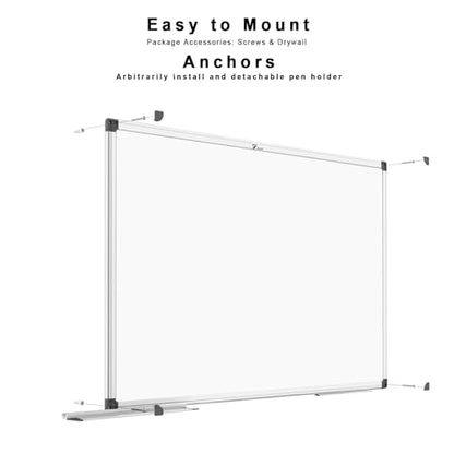 TOWON Silver Border Whiteboard Dry Erase, 72x48 in White Board Dry Erase, Presentation Magnetic Aluminum Framed Whiteboard, Dry Erase Board Wall Mounted with Markers, Pen Tray, Magnets, Cleaning Wipe - size: 72‘’ x 48‘’ Silver