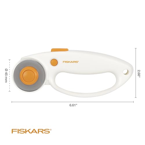 Fiskars 45mm Rotary Cutter for Fabric with Ergonomic Loop Grip, Premium Steel Rotary Fabric Cutter Blade for Precise Cuts, Arts and Crafts, Sewing Supplies and Quilting Tools - color: Standard