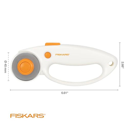 Fiskars 45mm Rotary Cutter for Fabric with Ergonomic Loop Grip, Premium Steel Rotary Fabric Cutter Blade for Precise Cuts, Arts and Crafts, Sewing Supplies and Quilting Tools - color: Standard