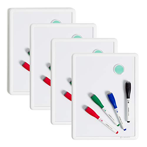 U Brands Contempo Magnetic Dry Erase Board White Board Bundle, 8.5" x 11", White Modern Frame, Includes 4 Boards, 16 Markers and 4 Magnets - style: 4 Boards + 16 Markers + 4 Magnets