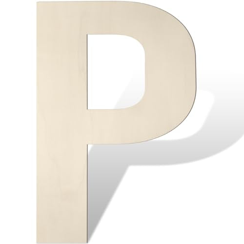 Large Wooden Letters 17 Inch Big Wooden Alphabet Letters for Wall Decor Unfinished Large Wood Letters for Nursery Decor Crafts Blank Wooden Cutout Sign for Party Birthday Wedding Decoration (P) - color: P