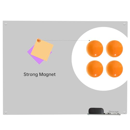 Magnetic Glass Dry Erase Board - White Board 48 x 36 Inch Wall Mounted Glass Whiteboard, Large Frameless Glass White Board for Wall Office, Home & School, Gray - color: Gray, size: 48"W x 36"H