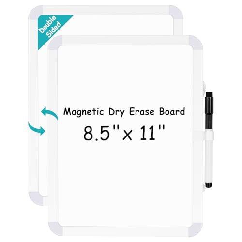 WALGLASS Small Dry Erase Whiteboard, 8.5" x 11" Magnetic White Board for Wall, Fridge, Locker, Portable Mini White Board for Kids, Students, Hang or Stick Whiteboard for Home, School, Office, Kitchen - size: 9"W x 11"H