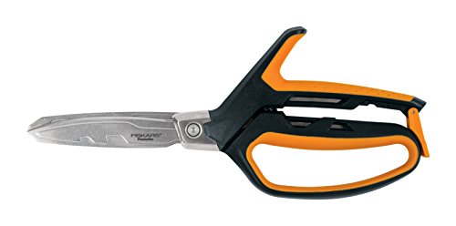 Fiskars PowerArc Easy Action Shears, Heavy Duty Scissors, Curved Stainless Steel Blades & SoftGrip Ergonomic Handle, 10”, Orange/Gray - style: PowerArc Shears 10 in.