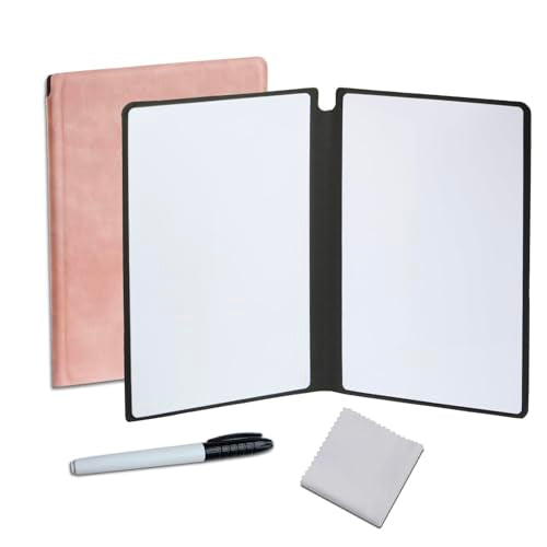 Portable Small Dry Erase Board Whiteboard Notebook Handheld, Reusable White Board Dry Erase Notebook for Desk, At Home Office Study Essentials-9.5" x 6.6" (Pink) - color: Pink