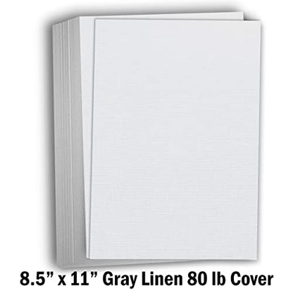 Hamilco Gray Linen Textured Cardstock Paper 8.5x11-80lb Cover Heavyweight Card Stock with Linen Finish for Inkjet Printers, Resumes, Invitations & Stationery (50 Sheets) - size: Gray